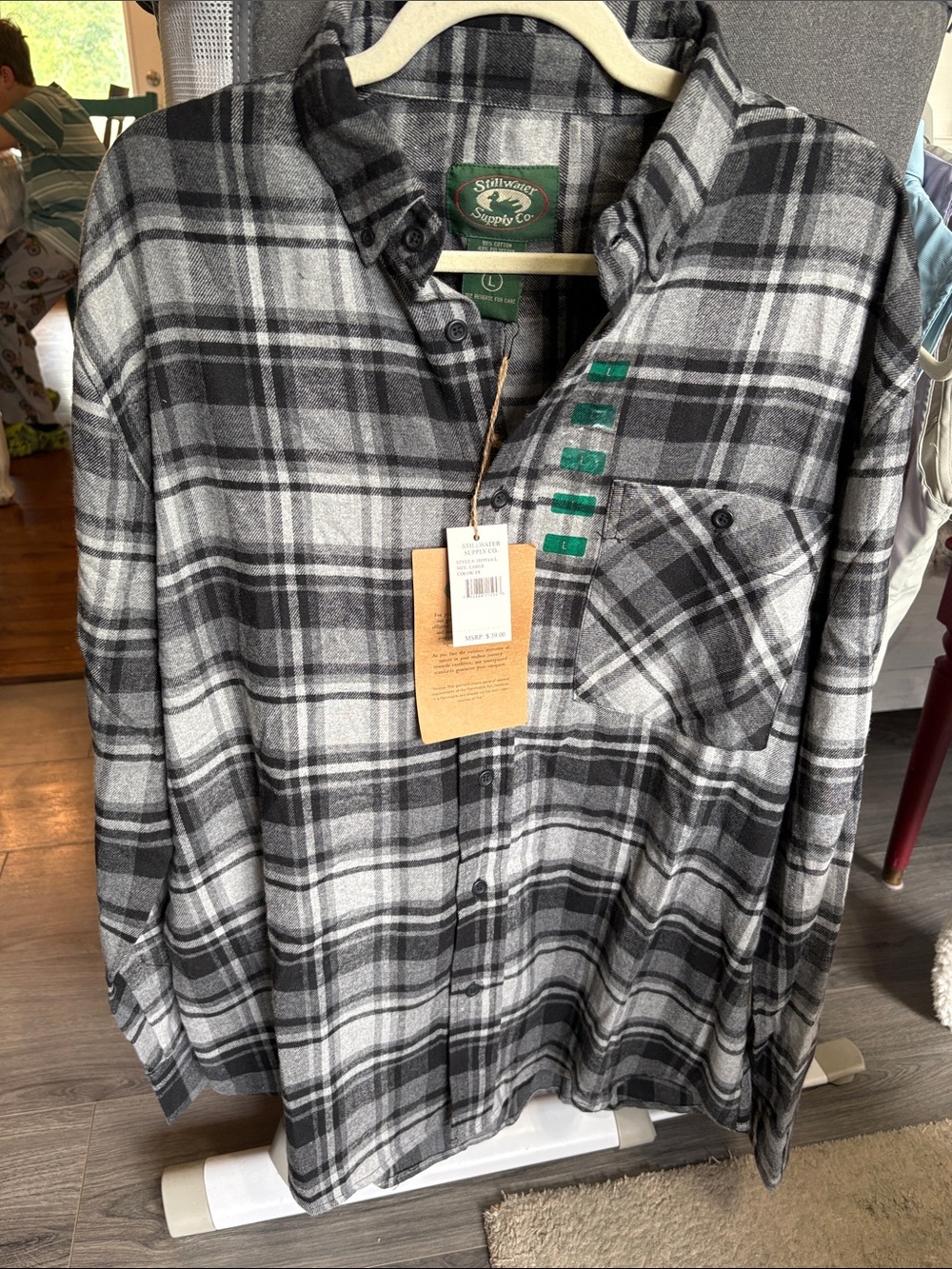 Stillwater Supply Co. Men’s Black & Gray Plaid Button-Down Shirt